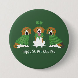 ハッピーSt patricks dayビーグルドッグス 缶バッジ