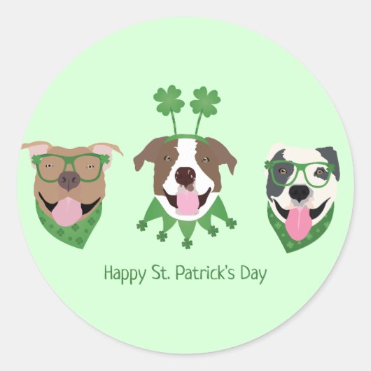 ハッピーSt patricks dayピットブルドッグス ラウンドシール (正面)