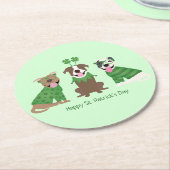 ハッピーSt patricks dayピットブルドッグス ラウンドペーパーコースター (アングル)
