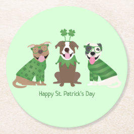 ハッピーSt patricks dayピットブルドッグス ラウンドペーパーコースター