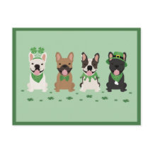 ハッピーSt patricks dayフランスのブルドッグズクローバー