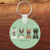 ハッピーSt patricks dayフランスのブルドッグ キーホルダー (正面)