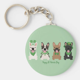 ハッピーSt patricks dayフランスのブルドッグ キーホルダー