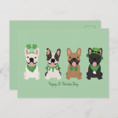 ハッピーSt patricks dayフランスのブルドッグ シーズンポストカード (正面/裏面)