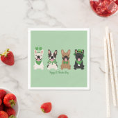 ハッピーSt patricks dayフランスのブルドッグ スタンダードカクテルナプキン (インサイチュ)