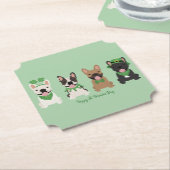 ハッピーSt patricks dayフランスのブルドッグ ペーパーコースター (アングル)