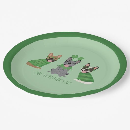ハッピーSt patricks dayフランスのブルドッグ ペーパープレート (アングル)