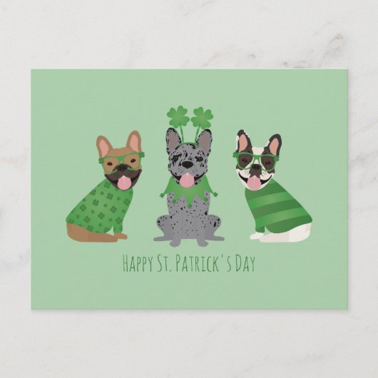 ハッピーSt patricks dayフランスのブルドッグ ポストカード (正面)