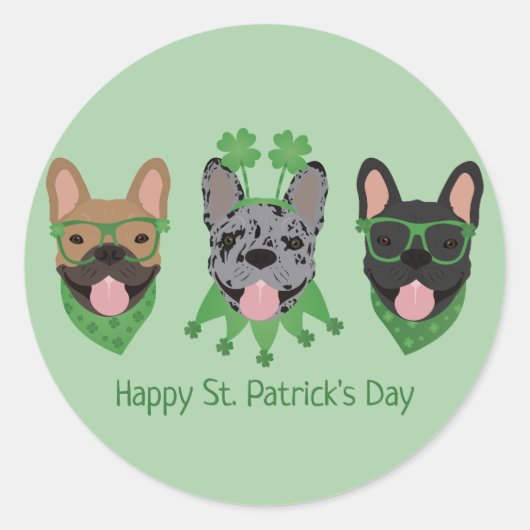 ハッピーSt patricks dayフランスのブルドッグ ラウンドシール (正面)