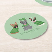 ハッピーSt patricks dayフランスのブルドッグ ラウンドペーパーコースター (アングル)