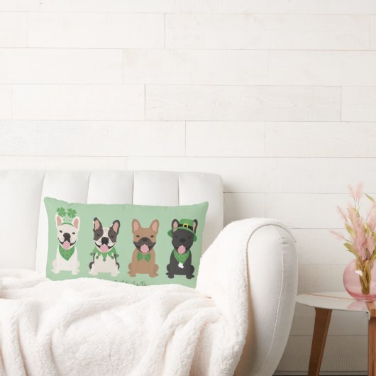 ハッピーSt patricks dayフランスのブルドッグ ランバークッション (ソファ)