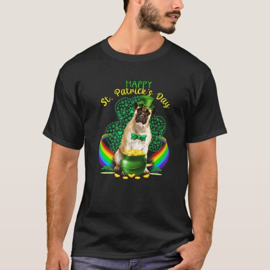 ハッピーSt patricks dayブルマスティフLeprechaun Hat S Tシャツ (正面)