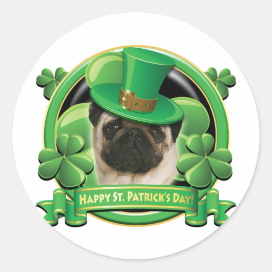ハッピーSt patricks dayプグ ラウンドシール (正面)
