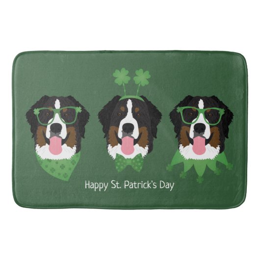 ハッピーSt patricks dayベルネーズマウンテンドッグス バスマット (正面)