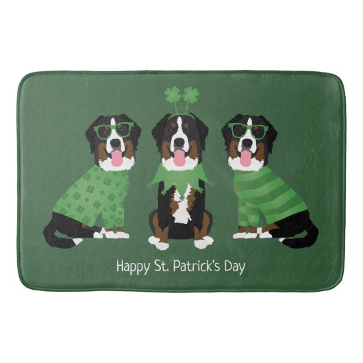 ハッピーSt patricks dayベルネーズマウンテンドッグス バスマット (正面)