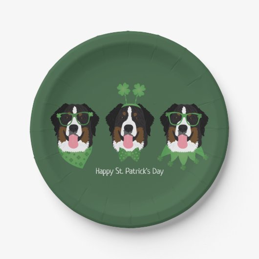 ハッピーSt patricks dayベルネーズマウンテンドッグス ペーパープレート (正面)