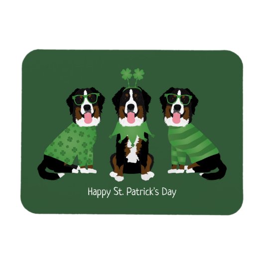 ハッピーSt patricks dayベルネーズマウンテンドッグス マグネット (横)