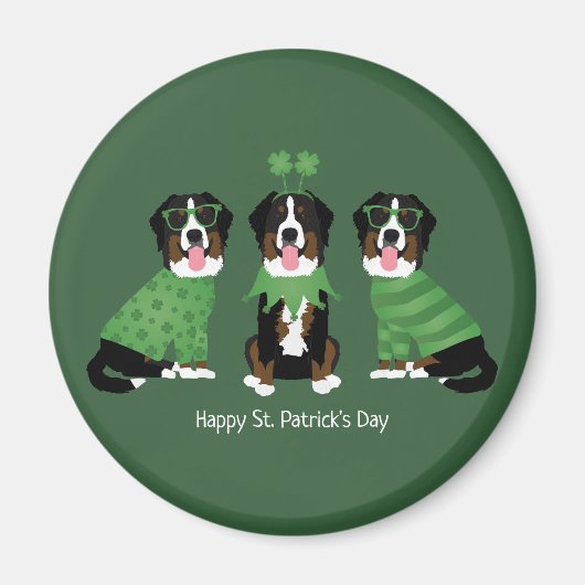 ハッピーSt patricks dayベルネーズマウンテンドッグス マグネット (正面)