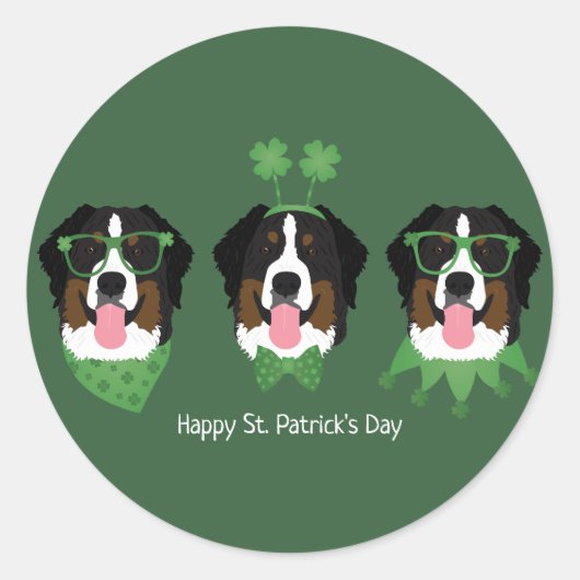 ハッピーSt patricks dayベルネーズマウンテンドッグス ラウンドシール (正面)
