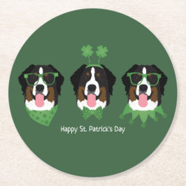 ハッピーSt patricks dayベルネーズマウンテンドッグス ラウンドペーパーコースター