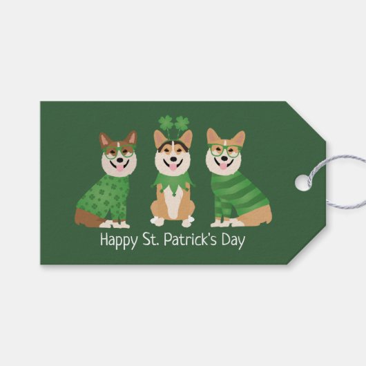 ハッピーSt patricks dayペンブロークウェルシュコーギードッグス ギフトタグ (正面(横))