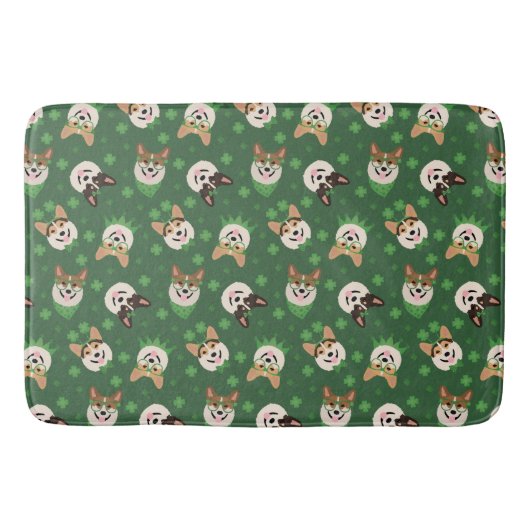 ハッピーSt patricks dayペンブロークウェルシュコーギードッグス バスマット (正面)