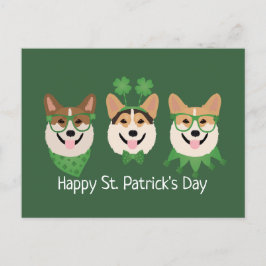ハッピーSt patricks dayペンブロークウェルシュコーギードッグス ポストカード