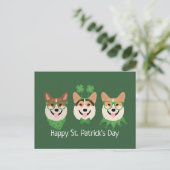ハッピーSt patricks dayペンブロークウェルシュコーギードッグス ポストカード (スタンド正面)