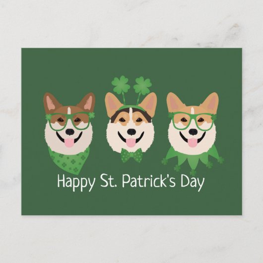 ハッピーSt patricks dayペンブロークウェルシュコーギードッグス ポストカード (正面)