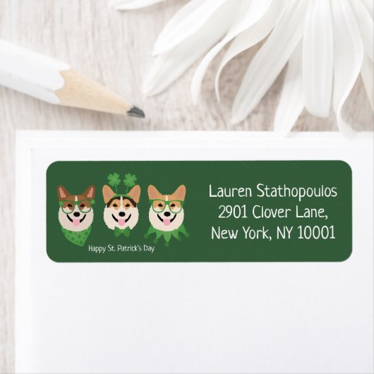 ハッピーSt patricks dayペンブロークウェルシュコーギードッグス ラベル (インサイチュ)