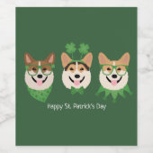 ハッピーSt patricks dayペンブロークウェルシュコーギードッグス ワインラベル (シングルラベル)