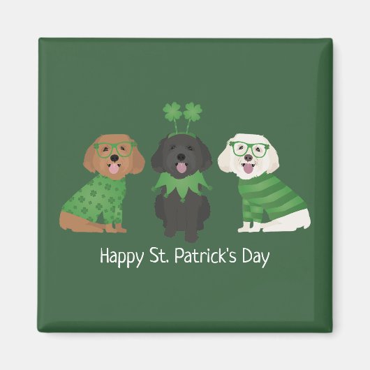 ハッピーSt patricks dayマルティプードーズ マグネット (正面)