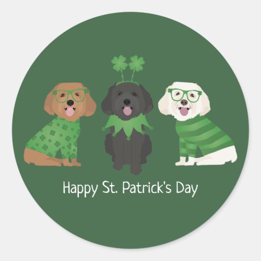 ハッピーSt patricks dayマルティプードーズ ラウンドシール (正面)