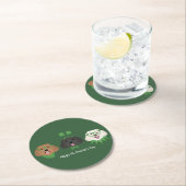 ハッピーSt patricks dayマルティプードーズ ラウンドペーパーコースター (インサイチュ)