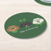 ハッピーSt patricks dayマルティプードーズ ラウンドペーパーコースター (アングル)
