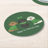 ハッピーSt patricks dayマルティプードーズ ラウンドペーパーコースター (アングル)