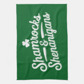 ハッピーSt patricks dayラッキーシャムロック&シェナニガン キッチンタオル (縦)