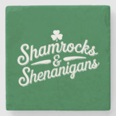 ハッピーSt patricks dayラッキーシャムロック&シェナニガン ストーンコースター (正面)