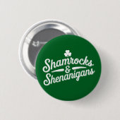 ハッピーSt patricks dayラッキーシャムロック&シェナニガン 缶バッジ (正面&裏面)