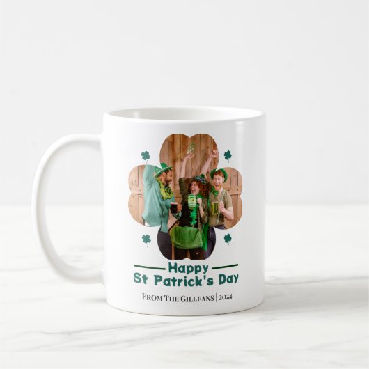 ハッピーSt patricks dayラッキーシャームロック家族の写真 コーヒーマグカップ (左)