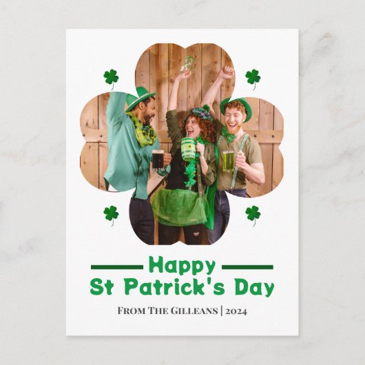 ハッピーSt patricks dayラッキーシャームロック家族の写真 シーズンポストカード (正面)