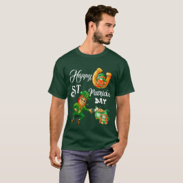 ハッピーSt patricks dayラッキーレプレシャンポットの金ゴールド Tシャツ