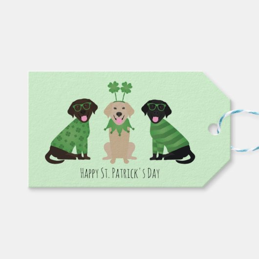 ハッピーSt patricks dayラブラドールレトリエバードッグ ギフトタグ (正面(横))