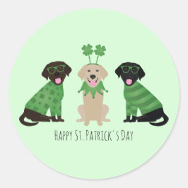 ハッピーSt patricks dayラブラドールレトリエバードッグ ラウンドシール