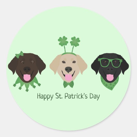 ハッピーSt patricks dayラブラドールレトリエバードッグ ラウンドシール (正面)
