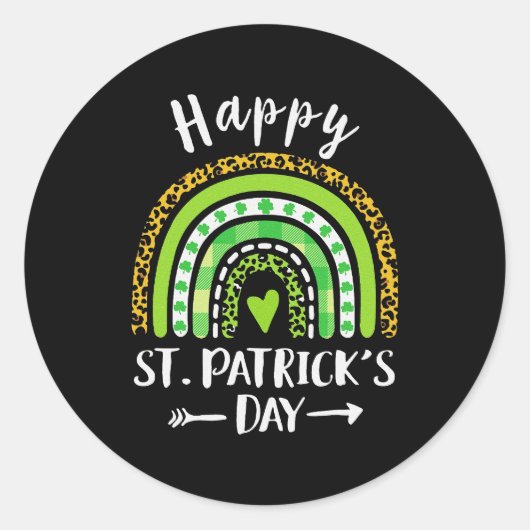 ハッピーSt patricks dayレインボーシャムロックアイリッシュ ラウンドシール (正面)