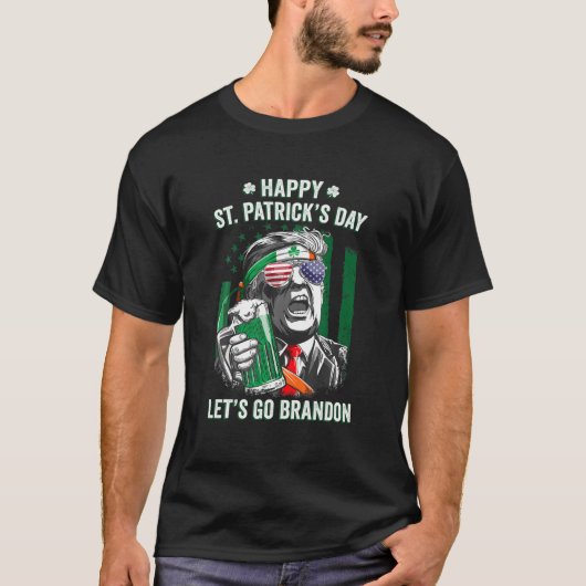 ハッピーSt patricks dayレッツゴーブランドン切り抜きビール Tシャツ (正面)