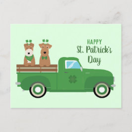 ハッピーSt patricks dayワイヤキツネテリアドッグ ポストカード