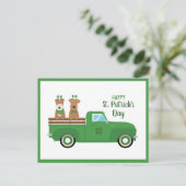 ハッピーSt patricks dayワイヤキツネテリアドッグ ポストカード (スタンド正面)