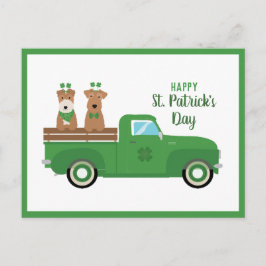 ハッピーSt patricks dayワイヤキツネテリアドッグ ポストカード